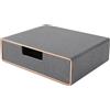 XNONE Cassetto per scrivania con scomparto chiuso A4, cassettiera in PU, organizer per gioielli, organizer per cosmetici, apertura a U, cuciture ricucite a mano, grigio