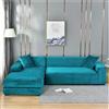 Fasksh Copridivani Elastici in Velluto Turchese Blu Copridivano Angolare Copri Chaise Longue Anti Graffio Gatto per Soggiorno (Blu, Taglia XL (235-300cm))