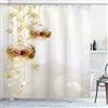 ABAKUHAUS Natale Tenda da Doccia, Palle di Natale moderno, Tessuto Set di Decorazioni per il Bagno con Ganci, 175 x 200 cm, Giallo Bianco Marrone
