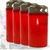 Candelo Set di 4 candele per tomba con coperchio, colore rosso, 54 ore, candela commemorativa per cimitero, candela cimitero