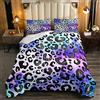 Loussiesd Set di piumini leopardati Safari Ghepardo Piumino Tie Dye per bambini Adulti Africa Pelle Animale Trapunta Inserto/Trapunta Ultra Soft Viola Blu Nero Taglia 135x200cm