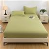 Ayoiow Proteggi-Materasso 220x200-Completo Lenzuola 1 Pezzi in Cotone Lavato-Lenzuola Super King (200x220cm) Size, Verde