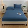 Ayoiow Lenzuola 220x200-Completo Lenzuola 1 Pezzi in Cotone Lavato-Lenzuola Super King (200x220cm) Size, Blu Scuro