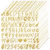 BOXOB 648pz Adesivi con Lettere Glitterate, 2,5 cm Autoadesivi Impermeabili Decalcomanie con Alfabeto Numeri e Simboli per Cappelli di Laurea Bottiglie d'Acqua Scrapbooking Artigianali (Oro)