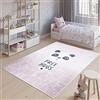 TAPISO Emma Tappeto Gioco Bambini Sala Giochi Cameretta Stanza Bambini Stampato Rosa Panda Multicolore Antiscivolo Lavabile in Lavatrice 140 x 200 cm