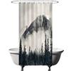 Ulticool Tenda da doccia - Montagne Natura Nebulosa - 120 x 200 cm - Lavabile - Anti muffa - Impermeabile - con 8 anelli - Bianco Grigio Nero