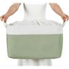 Mangata cestino portaoggetti in morbido tessuto, scatola con manici a corda, contenitori rettangolari per armadio, guardaroba, bagno, scaffale, 50 x 40 x 30 cm, verde e bianco