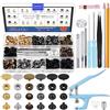 Glarks Set di 90 bottoni a pressione in pelle con pinze, bottoni a pressione da 12,5 mm, 6 colori, 8 strumenti di impostazione, matite grasse, pinzette, metro a nastro per fai da te in pelle