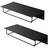 ML DESIGN modern living ML-Design Set 2x Appendiabiti da Parete con Gancio Asta e Ripiano per Capelli Beretti 60 x 30 x 15 cm in Acciaio Verniciato a Polvere Nero Attaccapanni da Ingresso Corridoio per Giacche