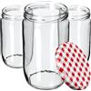 KADAX grandi barattoli in vetro 720ml Ø82 a quadretti rossi - tappo a vite ermetico, per conserve, sottaceti, verdure lacto-fermentate e marmellate fatte in casa