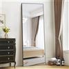 WOLIBEER Specchio a Figura Intera 165 x 60 cm, Grande Specchio da Terra Rettangolare in Alluminio Nero per Camera da Letto Cameretta Soggiorno Spogliatoio