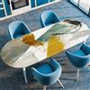 Surwin Tovaglia Ovale con Bordo Elastico, Antiscivolo Elastico Copritavolo Ovale Antimacchia Protezione Tavolo Casa Ristorante Sala da Pranzo Giardino -3D Geometria Moderna (Bianco,122x183cm)