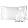 SHARE SILK Federa in seta naturale di gelso 20 momme, 1 pezzo, 100% seta di Murier Federa per cuscino benefici capelli e pelle con chiusura della busta (50 x 66 cm, bianco)