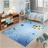 TAPISO Emma Tappeto Gioco Bambini Sala Giochi Cameretta Stanza Bambini Stampato Morbido Blu Spazio Pianeti Antiscivolo Lavabile in Lavatrice 120 x 170 cm