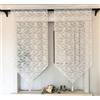 Vordesack Jacquard Panneaux con Nappa, Tenda a Pannello Corta con Motivo Floreale Ricamato, Tende da Bistrot con Cordoncino, 2 Pezzi, 90 x 45 cm (Altezza x Larghezza), Fiori