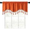 GIVBRO Tenda a livelli da cucina, mezze tende con nappe in pizzo stile caffè, mantovana corta per finestra per decorazione casa, arancione, 180 x 40 cm