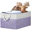 PWVMWM Grandi cesti portaoggetti rettangolari in tessuto con manici, in tela, per armadio, per vestiti, asciugamani, giocattoli, coperte, scarpe (41 x 31 x 21 cm, confezione da 1, bianco viola)