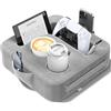 Heyife Portabicchieri per Divano con Supporto Tablet a L, Vassoio Porta Tazza da Divano per iPad, Kindle, Switch e Smartphone, Cuscino Organizer Antiscivolo per Divano e Letto, Accessorio per Divano