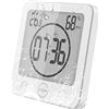 VORRINC Termometro Igrometro Digitale, Orologio da Bagno Impermeabile Allarme Toccare Controllo Timer per il Conto Alla Rovescia, Termoigrometro da Interno per Casa Monitor di Temperatura e umidità (Bianco)