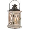 Romadedi Lanterna Legno Porta candele - Rustico Portacandele Decorativo Arredo Shabby Chic per Casa da Interno Esterno Vintage Decorazione Tavola Natalizio 28 cm