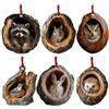 Generico 6packs Animal Ornaments per Albero di Natale, Decorazioni Forestali 2D Cute Acriliche Pendenti con Raccoon, Gufo, Scoiattolo, Riccio, Coniglio, Uccello