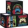 Clastyle Set di 3 Scatole Portaoggetti Videogioco Cubo di Stoccaggio per Armadio Vestiti Cesto Scaffali Bambini Scrigno dei Giocattoli e Libri per Scuola Materna,Parole Motivazionali,30x30x30 cm