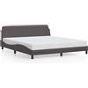IKAYAA Letto Matrimoniale 180x200 Struttura Letto Imbottita con testiera Telaio con Rete a Doghe in Legno e Similpelle-Grigio-180 x 200 cm