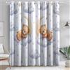 Generic Tende Camera da Letto con Occhielli 140 L x 260 A cm (2 Pannelli), Cartone Animato Orsacchiotto Nuvole Luna Tema Poliestere Tende Oscuranti & Scorrevoli per Salotto Camera dei Bambini Decorare, Bianco