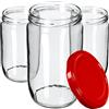 KADAX grandi barattoli in vetro 720ml Ø82 rosso - tappo a vite ermetico, per conserve, sottaceti, verdure lacto-fermentate e marmellate fatte in casa