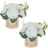 Nuptio Piccoli Fiori Artificiali in Vaso: 2 Pezzi Decorativi Fiori Finti Bianchi con Vasi Vetro per Interno Casa Tavola Decorazioni - Centrotavola Rose Plastica per Matrimonio