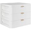 Adurello Organizer da scrivania in plastica con 3 cassetti, per casa, bagno, organizer per cosmetici (bianco)