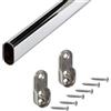 Gedotec Asta appendiabiti armadio asta 1000 mm ovale | Tubo dell'armadio in acciaio cromato | Tubo per mobili 30 x 15 mm | Barra per mobili con 2 pezzi di stoccaggio per provette a coppa | 1 Set