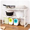 HUOLE Scaffale sotto il lavandino-Scaffale Sottolavello Stoviglie Ripiano Sotto Lavello Cucina Mobile Scaffale Cucina Salvaspazio Sottolavello Estensibile Ripiano 2 Livelli -38-70*26*38 cm (bianco)