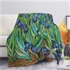 SEANATIVE Van Gogh - Coperta con motivo floreale e iris, elegante, confortevole, morbida, calda, per donne, uomini, bambini, per tutte le stagioni