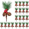 Jesustree 20 Pezzi Rami di Pino Abete Artificiale con Bacche Rosse e Pigne, Branches Decorazione Albero di Natale, per Ghirlanda Festiva, Natale Fai Da Te Festa Avvento