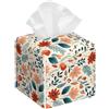 Mexpekil Copertura quadrata per fazzoletti, in pelle, con stampa floreale ad acquerello, per tavolo, bagno, auto, ufficio, 13,2 x 13,2 x 13,2 cm