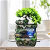 Kensbro Fontana verde Pianta Fontana da Tavolo Cascata con Illuminazione a LED che Cambia colore, Fontana da Tavolo con Ruota Feng Shui, Fontana per Posizionamento Soggiorno, Ufficio Pulisce l'aria 18 x 30cm