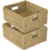 HMF Cesto portaoggetti compatibile con scaffale KALLAX mezzo vano, cesto intrecciato in alghe marine con maniglie | set da 2 pezzi | 30 x 34 x 15 cm | naturale