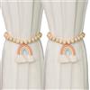Ausing Set di 2 fermatenda con perline di legno, con magnete in cotone, colore rosa