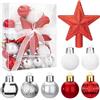 Jesustree Palline di Natale, 30 Pezzi Mini Palle Decorazioni per Albero di Natale, Ornamento in Plastica Addobbi Natalizi, Decorative per Feste di Matrimoni, Rosso Bianco Argento