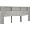Norheim Testiere Letto, Testiera e Comodini, Testiera con Scomparti, Testiera Letto Matrimoniale/Singolo Grigio Cemento 220x18,5x104,5 cm