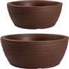 Tecnokit NICOLI THETIS Coppia Vaso Rotondo in Resina, Effetto Costolato, Per Terrazzo e Giardino o Da Interno, Resistente UV e Intemperie, Design Italiano Made in Italy - Due Pezzi Corten Ø30/40 cm