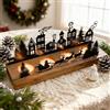 Forbabe Corona dell'Avvento Portacandele Moderno, Natale Ghirlanda Lunga Porta Lumi Portacandele con Supporti in Legno, Vassoio Portacandele per Candele per Decorazione Natalizia da Tavolo Regalo