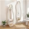 Henunem Specchio a Figura Intera 160 x 50 cm, Specchi da Terra con Cornice in Lega di Alluminio, Grande Specchio Asimmetrico Irregolare Moderno a Nuvola per Camera da Letto, Bagno e Soggiorno, Bianco