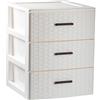 Acan Tradineur - Cassettiera di ordinamento Rin Rattan in plastica - 3 cassetti - Torre multiuso, organizzatore ausiliario, archiviazione, bagno - 46,5 x 36,5 x 36,5 cm - Colore Bianco Tortora