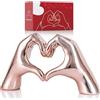 LCCCK Decorazione a forma di cuore rosa con mani per soggiorno, camera da letto, libreria, tavolino da caffè, centrotavola d'amore, statua estetica e scultura boho per matrimoni, decorazioni per la casa per
