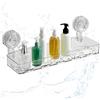 HERKINDNESS Portaoggetti Doccia, Trasparente Porta Sapone Doccia, 32 × 9 cm Mensola Bagno, con Ventosa Porta Oggetti Doccia, per Bagno, Cucina, Hotel