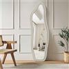 Henunem Specchio a Figura Intera 140 x 45 cm, Specchi a Terra con Cornice in Lega di Alluminio, Grande Specchio Asimmetrico Irregulare Moderno a Nuvola per Camera da Letto, Bagno e Soggiorno, Bianco