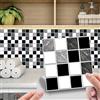 ConBlom Adesivi per Piastrelle Bagno e Cucina Bianco e Nero, 24 Pezzi Impermeabile PVC Autoadesivo Decorazione Adesivo per Piastrelle per Cucina, Soggiorno, Bagno, Decorazioni per Casa, Autoadesivo (10*10cm)