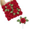 LEUCHTAMOR 25 pezzi Rose artificiali rosse, rose finte realistiche al tatto, teste di rose in schiuma per bouquet da sposa, centrotavola, composizioni floreali, decorazioni per feste e casa